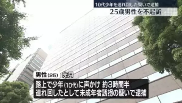 路上で少年に声かけ…連れ回したとして逮捕　男性を不起訴処分