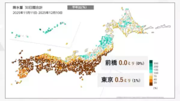 関東は空気カラカラ…都心は過去30日の降水量“平年のわずか1％”　12日にかけて風も強まり火災・延焼注意を