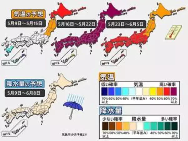 【1か月予報】梅雨入り前に厳しい暑さも