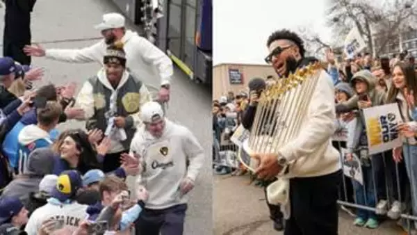 【MLB】子供たちの目の前でミジオロウスキーが熱狂　シャンパン浴びせ、ハイタッチランも　沿道に降り選手らが異例の近さで喜び合う　ブリュワーズ球団史上初の“世界一”パレード