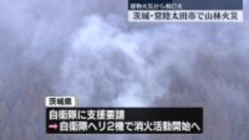 建物火災から飛び火　茨城・常陸太田市で山林火災