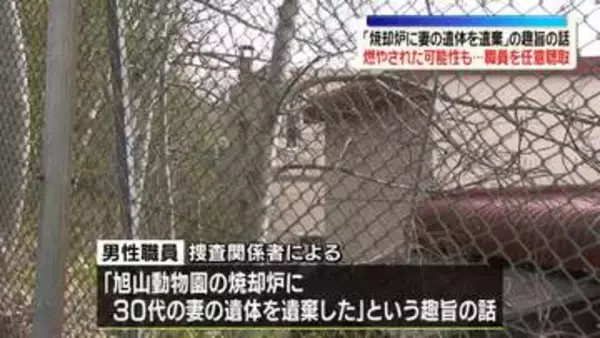 旭山動物園の焼却炉に妻の遺体遺棄か、燃やされた可能性も…30代職員を任意聴取　北海道旭川市