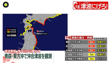青森東方沖30キロで第1波を観測