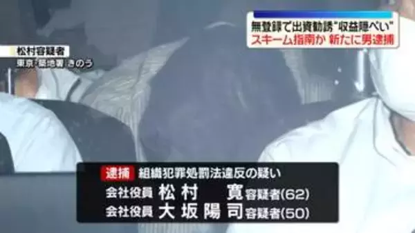 無登録で出資勧誘…収益隠ぺいのスキーム指南か　男を新たに逮捕　870億円投資詐欺事件