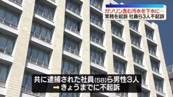 ガソリン含む汚水を下水に…東京・立川市の建築会社と常務を起訴