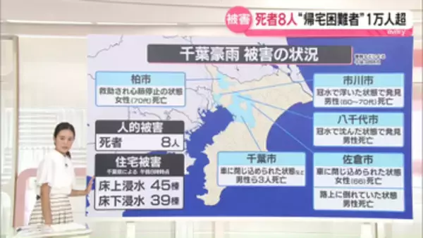 【千葉豪雨・被害まとめ】死者8人“帰宅困難者”1万人超