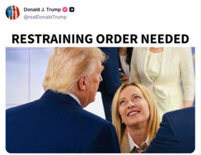 トランプ大統領「接近禁止命令が必要」伊メローニ首相の写真とともにSNS投稿