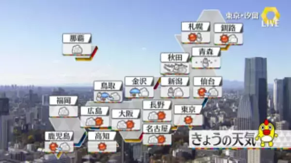 【天気】北陸～北日本の日本海側を中心に雪や雨が続く