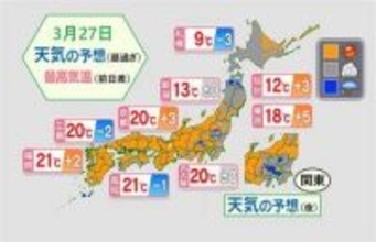 【天気】広い範囲で青空　関東の夜桜は雨に注意