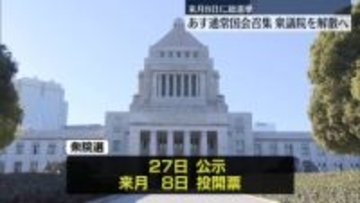あす通常国会召集　衆議院を解散へ　来月8日に投開票