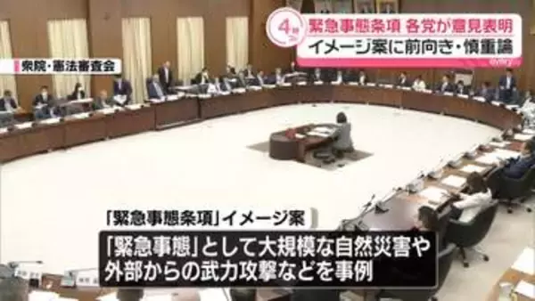 「緊急事態条項」イメージ案に各党が意見表明　自民、維新、国民は前向き、中道は慎重姿勢