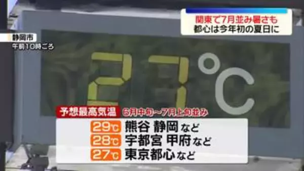 【天気】関東や東海で気温高く…東京都心で今年初の夏日
