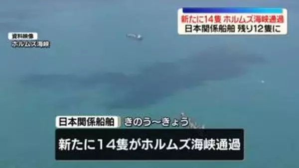 日本関係船舶、新たに14隻がホルムズ海峡を通過　 残る船は12隻に