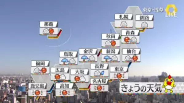 【天気】全国的に冷たい北風も…関東や東海は気温大幅アップ