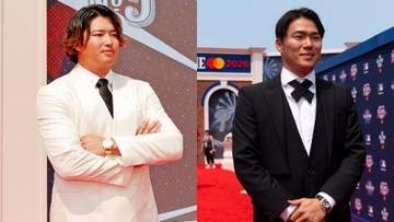 山本由伸＆村上宗隆の笑顔の2ショットをド軍カメラマンが捉える　肩を寄せ笑顔見せる　ホームランダービーの日には山本の手にバットが
