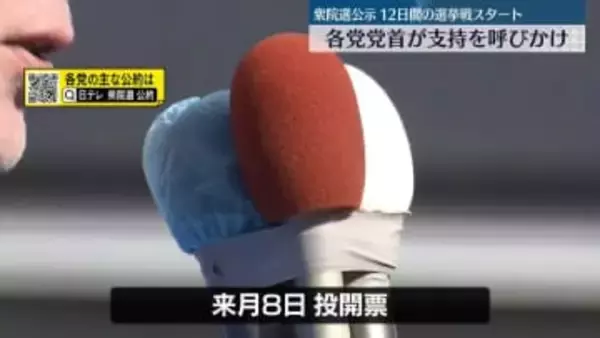 衆院選が公示　12日間の選挙戦スタート　各党党首が支持呼びかけ