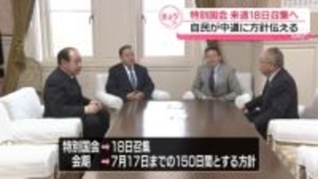 自民党、特別国会18日に召集・会期150日間の方針伝える