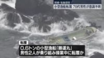 小型漁船が転覆、70代男性が意識不明　宮城・気仙沼市
