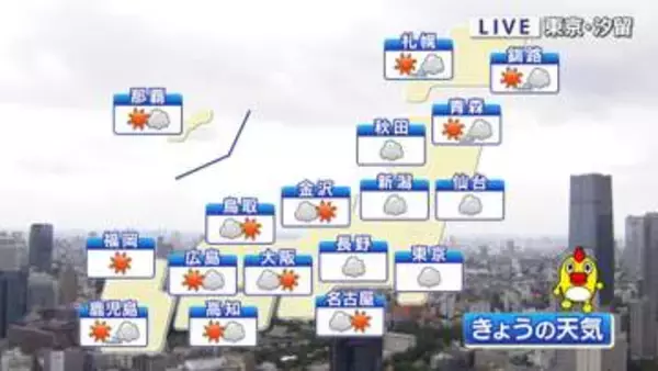 【天気】九州で酷暑日にせまる　午後はあちらこちらで激しい夕立のおそれ