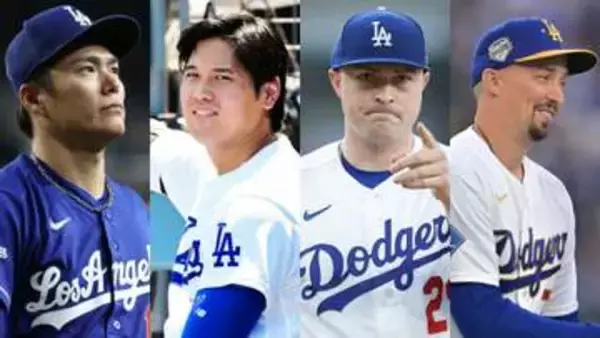 ドジャース“豪華先発4ショット”が実現　大谷翔平・山本由伸・スネル・スクーバルが青空のもと写真撮影