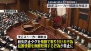 改正ストーカー規制法が成立　紛失防止タグの悪用規制など盛り込む