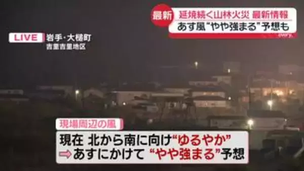 【中継】岩手・大槌町の2カ所で山林火災　あすにかけ風“やや強まる”予想も