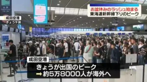 お盆休みのラッシュ始まる　駅・空港が混雑　東海道新幹線は下りのピーク　高速道路は各地で渋滞