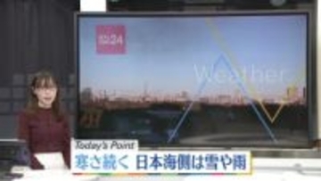 【天気】北日本の日本海側や北陸は断続的に雪や雨　太平洋側は午前中はにわか雨・にわか雪が