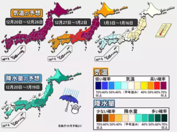 【1か月予報】年内は高温傾向