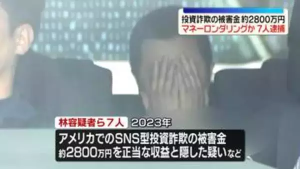 投資詐欺の被害金約2800万円をマネーロンダリングか　中国籍の男ら7人逮捕