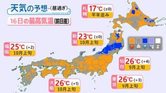 【1か月予報】関東～近畿など降水量は多め