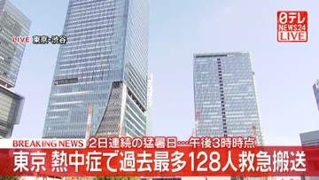 【速報】熱中症で128人が救急搬送　東京消防庁管内　2022年以来、過去最多（午後3時まで）