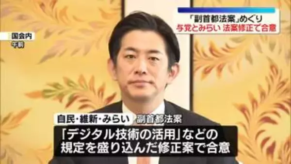 「副首都法案」めぐり　与党とみらい、法案修正で合意