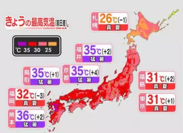 強い日差しと厳しい暑さ　熱中症警戒