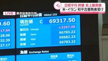 日経平均の終値、最高値を更新　米・イラン和平合意の発表受け