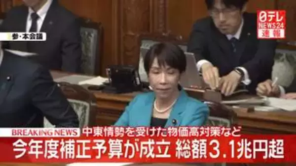 【速報】今年度補正予算が成立　総額3兆1135億円