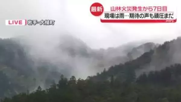 岩手・大槌町の山林火災　発生から7日目　雨で…期待の声も鎮圧まだ【中継】