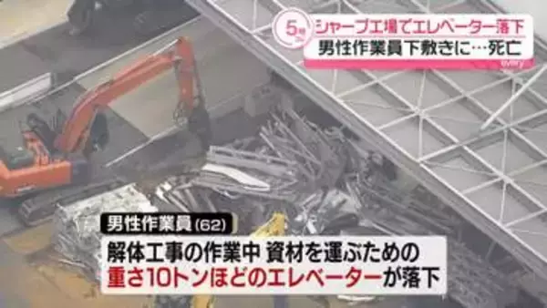 資材を運ぶ10トンのエレベーター落下　下敷きになった62歳男性が死亡　大阪・堺市