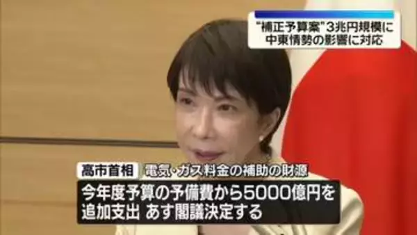 高市首相、電気・ガス料金補助で予備費の支出表明　3か月で5000円程度の負担軽減へ