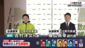 大阪“ダブル選”前職の2人が当選確実　来年春までの任期中に「大阪都構想」3度目の住民投票目指す