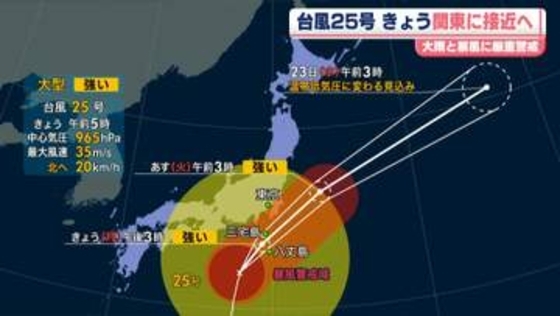 【台風25号】きょう関東に接近へ…今後の進路は