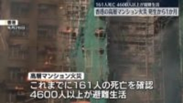 香港マンション火災発生から1か月　161人死亡、4600人以上が避難生活