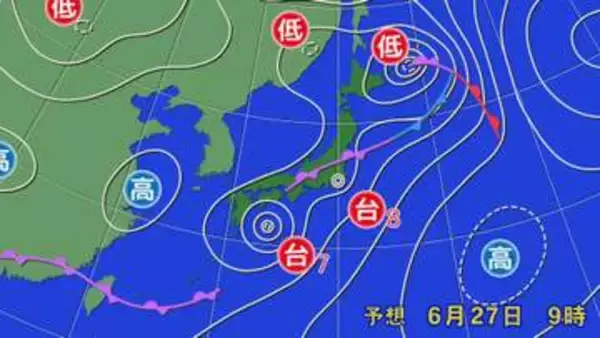 【フカボリ天気】27日（土）は梅雨前線＋台風で太平洋側を中心に大雨警戒　東海や関東は2つの台風が接近