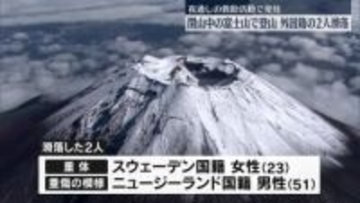 夜通しの救助活動で発見　閉山中の富士山で登山、外国籍の2人が滑落