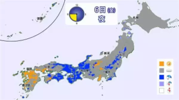 【天気】関東は日中いっぱい曇り空　夜はにわか雨も