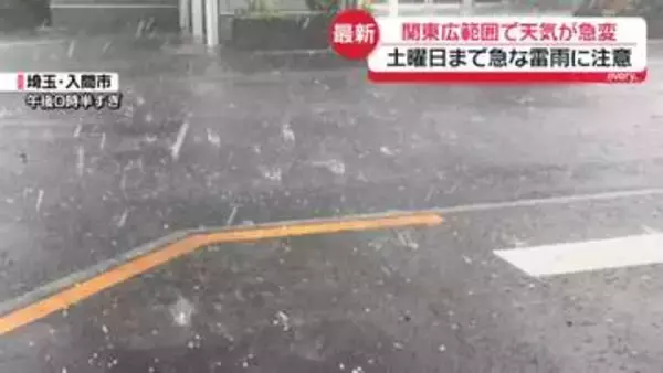 関東の広範囲で雷雲発達…天気が急変　局地的に滝のような激しい雨