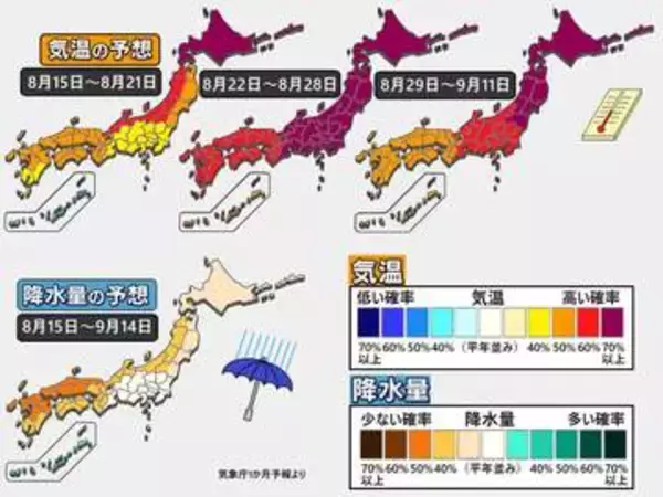 【1か月予報】残暑が厳しい　秋のスタートは遅れ気味