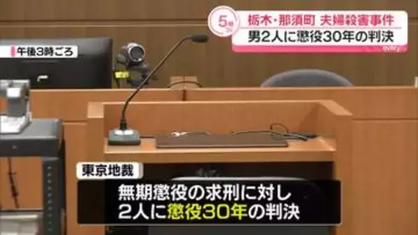 男2人に懲役30年の判決　栃木・那須町夫婦殺害事件　東京地裁
