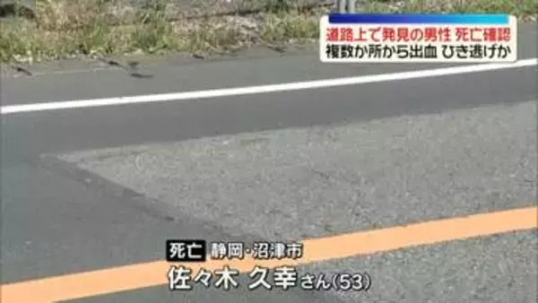 道路で倒れていた男性が死亡　複数箇所から出血…ひき逃げか　静岡・沼津市
