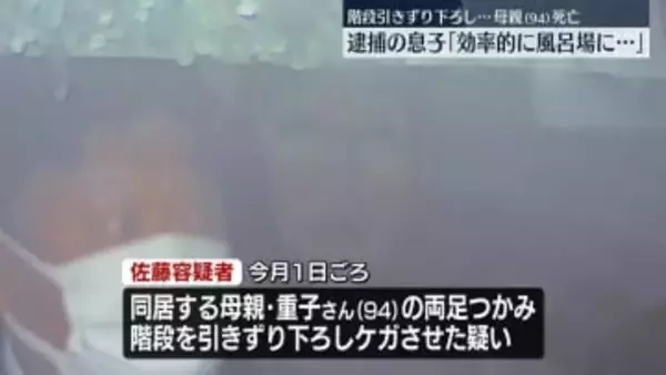逮捕の息子「効率的に風呂場連れて行くため」　階段から引きずり下ろし…94歳の母親死亡